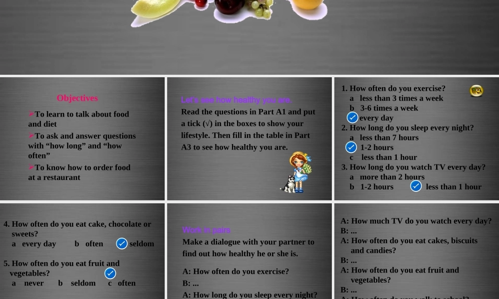 七年级英语上册 Unit 6《Food and lifestyle Integrated skills》课件2 .ppt