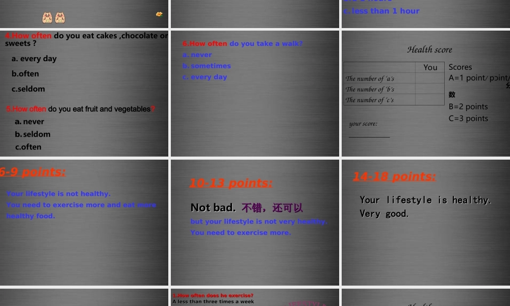 七年级英语上册 Unit 6《Food and lifestyle Integrated skills》课件1 .ppt