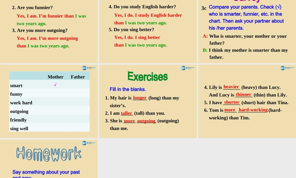 七年级英语上册 Unit 7 I’m more outgoing than my sister Section A Period 2精品课件 .ppt