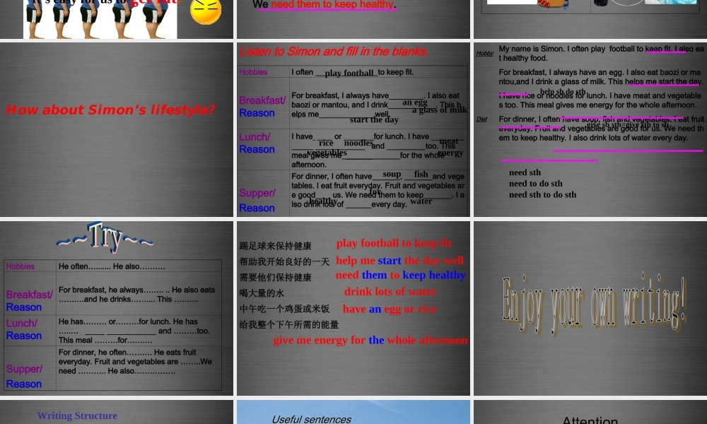 七年级英语上册 Unit 6《Food and lifestyle task》课件2 .ppt