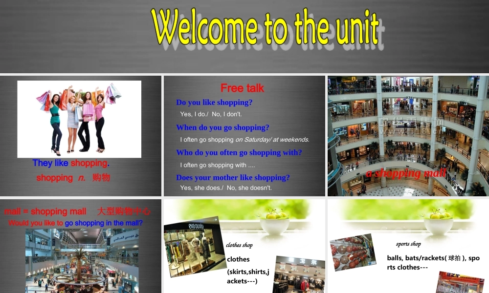 七年级英语上册 Unit 7《Shopping Welcome to the unit》课件2 .ppt