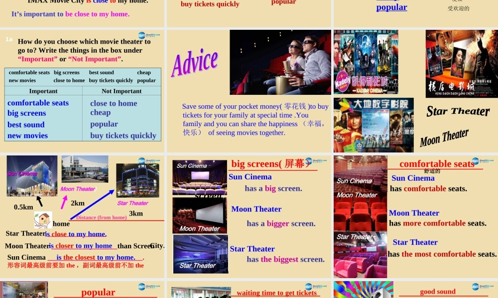 七年级英语上册 Unit 8 What’s the best movie theater？Period 1精品课件 .ppt