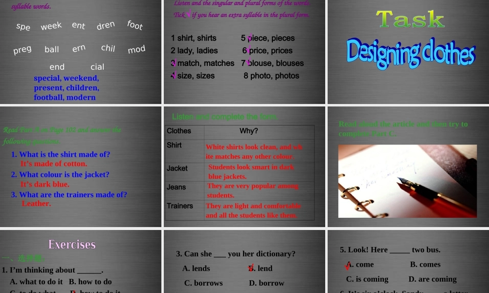 七年级英语上册 Unit 8《Fashion Task》课件1 .ppt