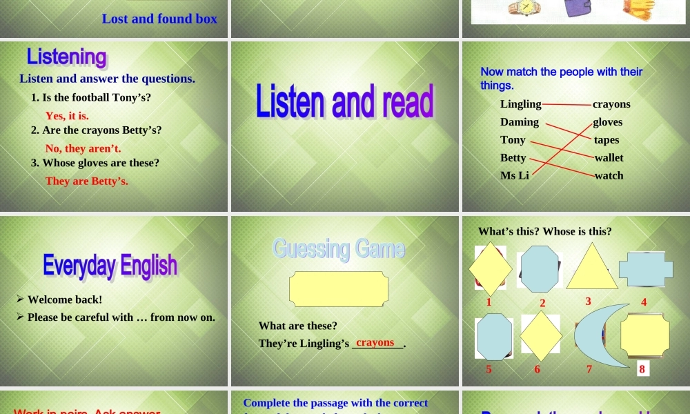 七年级英语下册 Module 1 Lost and found Unit 1 Whose bag is this课件 （新版）外研版.ppt