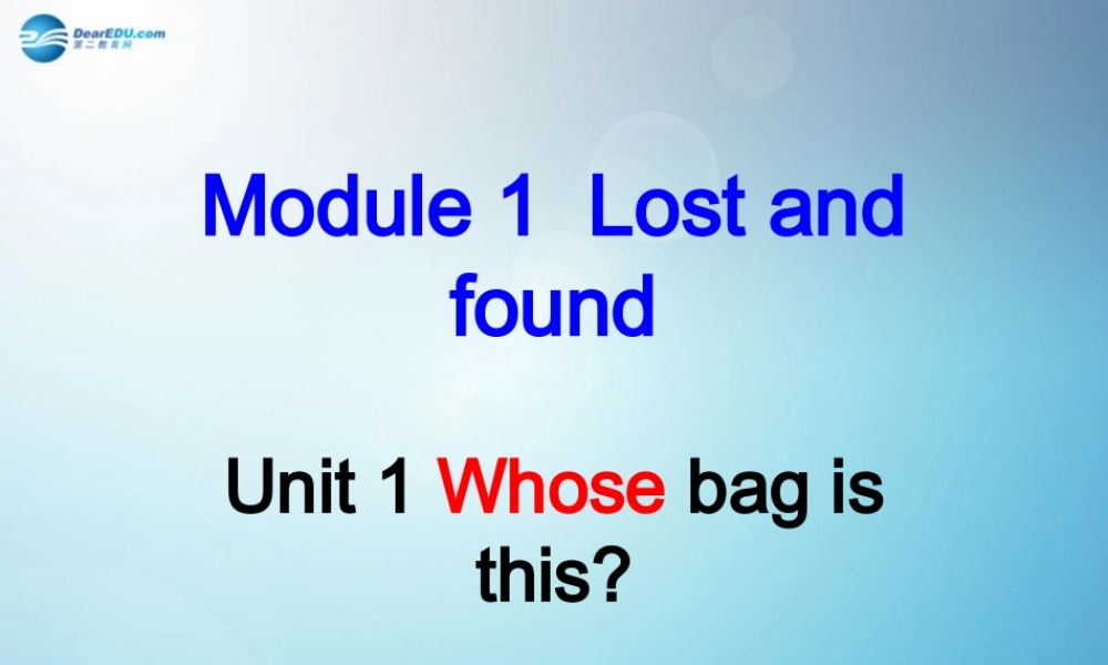 七年级英语下册 Module 1 Unit 1 Whose bag is this课件 .ppt