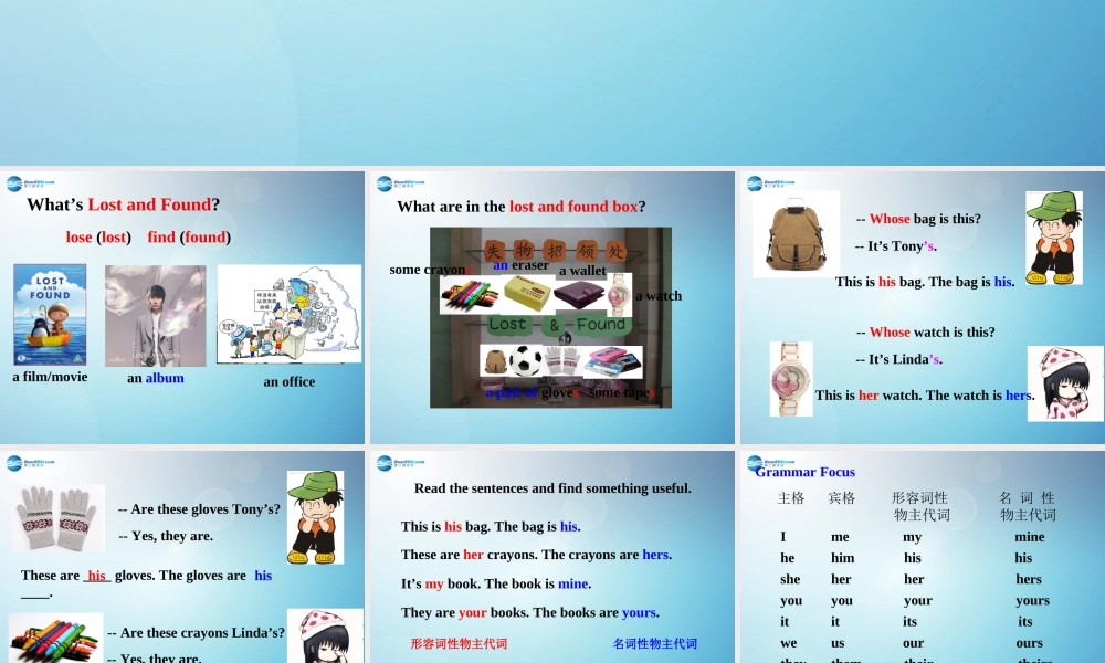 七年级英语下册 Module 1 Unit 1 Whose bag is this课件 .ppt