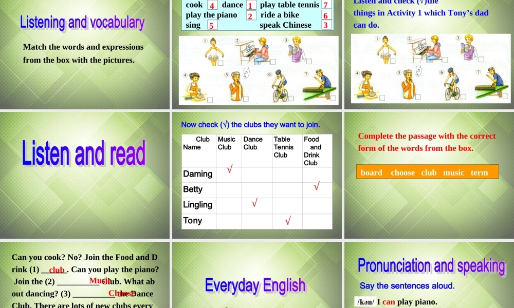 七年级英语下册 Module 2 What can you do Unit 1 I can play the piano.课件 .ppt