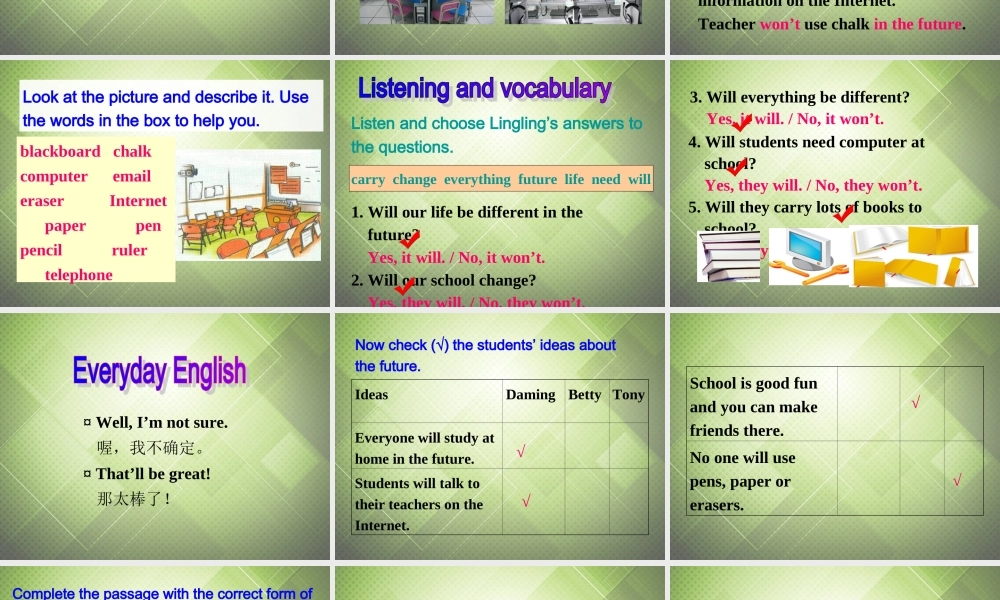 七年级英语下册 Module 4 Life in the future Unit 1 Everyone will study at home.课件 .ppt