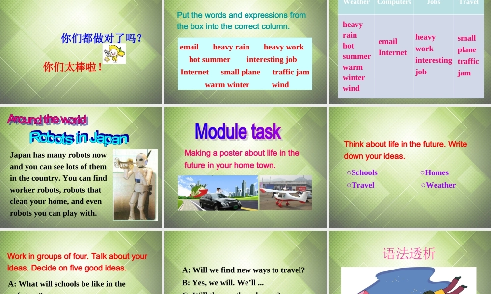 七年级英语下册 Module 4 Life in the future Unit 3 Language in use.课件 .ppt