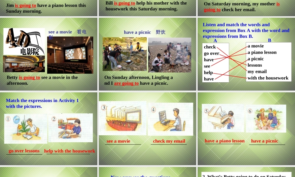 七年级英语下册 Module 3 Making plans Unit 1 What are you going to do at the weekend课件 .ppt