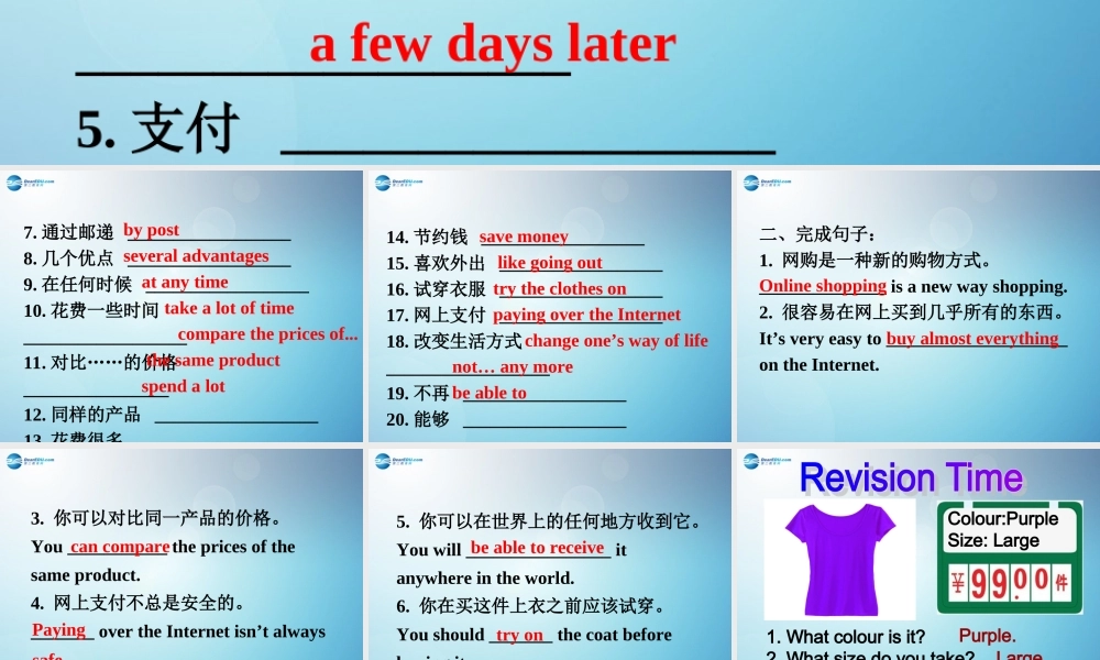 七年级英语下册 Module 5 Shopping Unit 2 You can buy everything on the Internet课件 .ppt