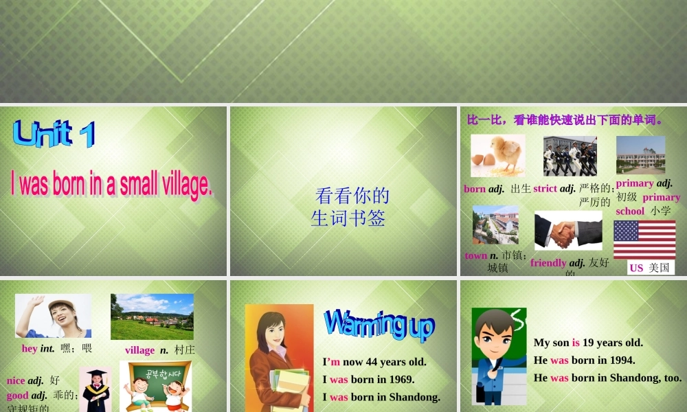 七年级英语下册 Module 7 My past life Unit 1 I was born in a small village.课件 .ppt