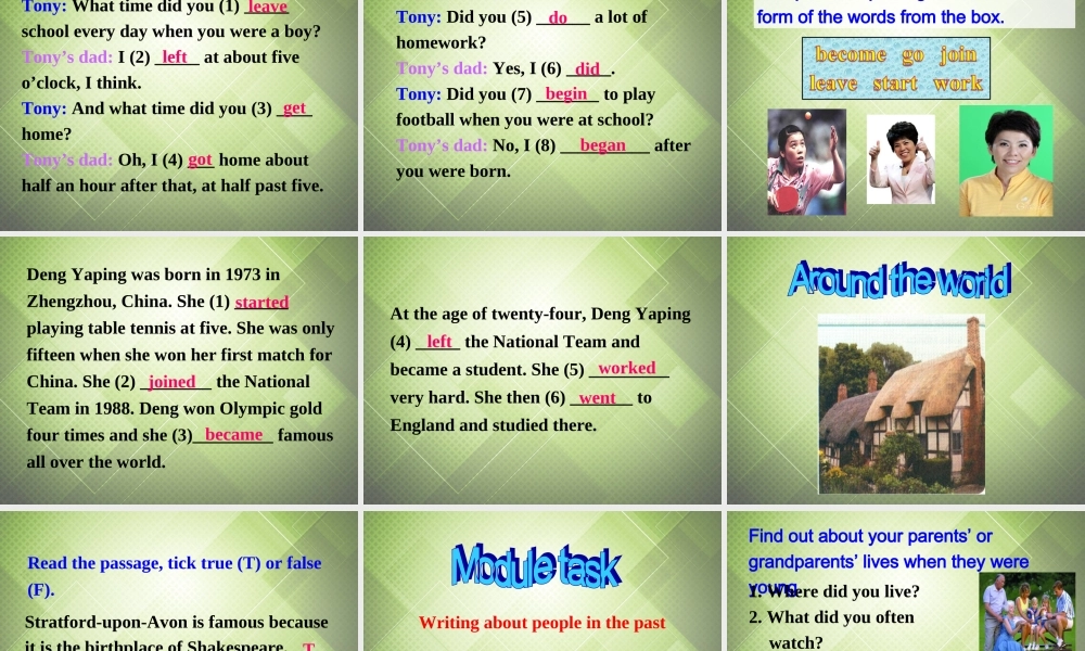 七年级英语下册 Module 9 Life history Unit 3 Language in use.课件 .ppt