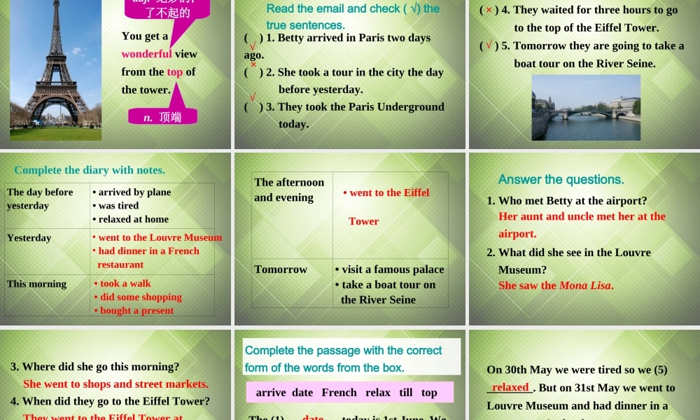 七年级英语下册 Module 10 A holiday journey Unit 2 This morning we took a walk.课件 .ppt