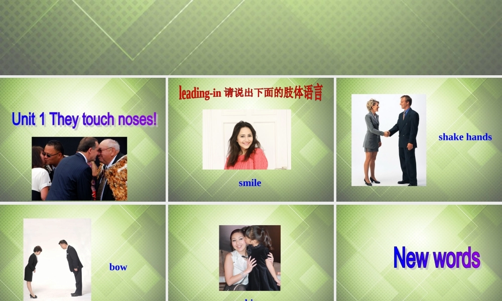 七年级英语下册 Module 11 Body language Unit 1 They touch noses!课件 .ppt