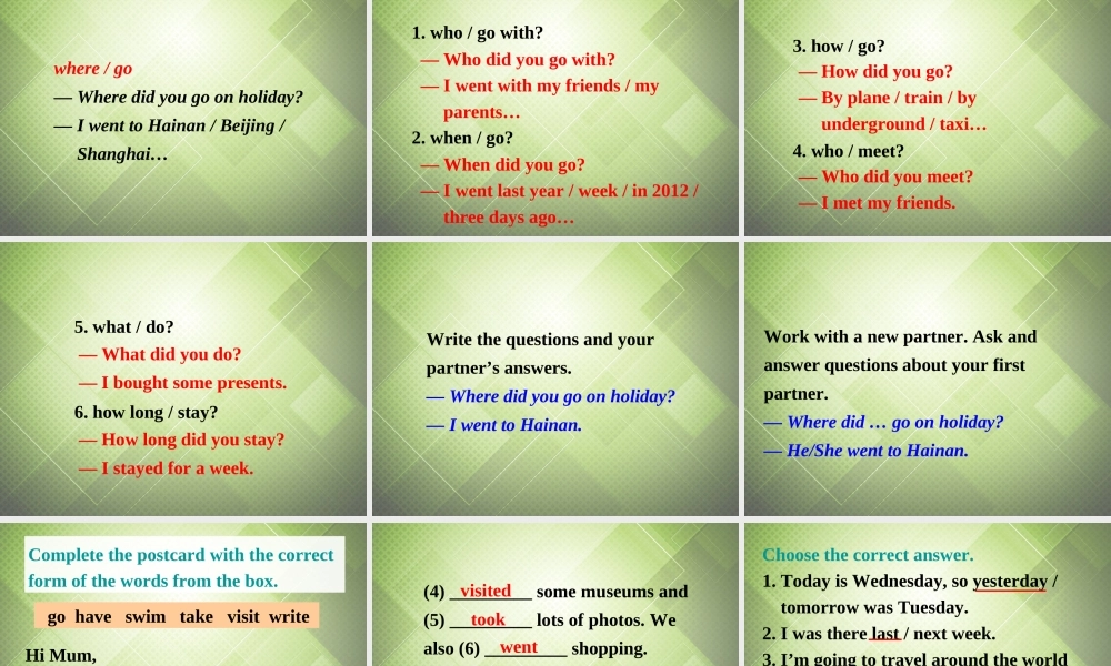 七年级英语下册 Module 10 A holiday journey Unit 3 Language in use课件 .ppt