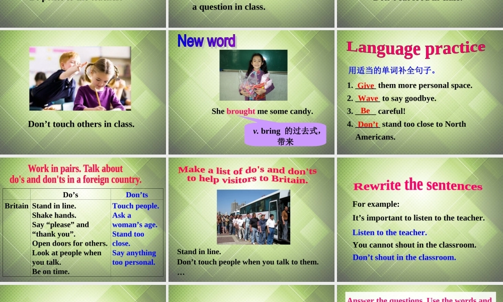 七年级英语下册 Module 11 Body language Unit 3 Language in use课件 .ppt