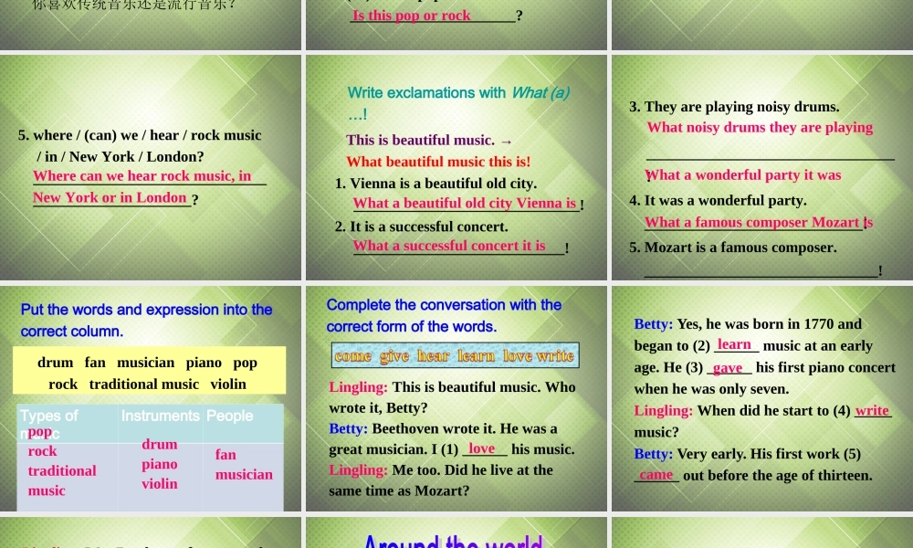 七年级英语下册 Module 12 Western music Unit 3 Language in use.课件 .ppt