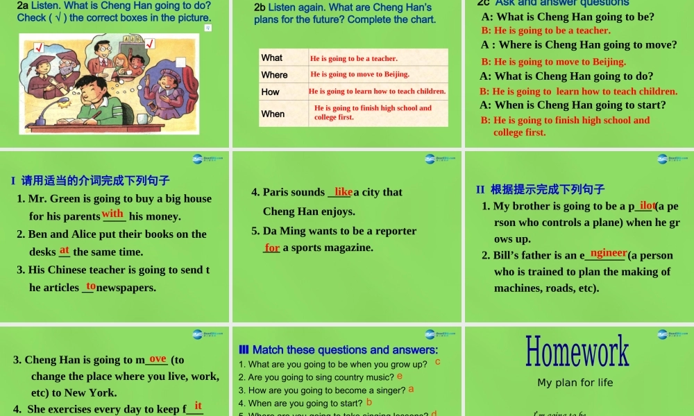 七年级英语下册 Unit 2 I ’m going to study computer SectionA（2a-2c）课件 .ppt