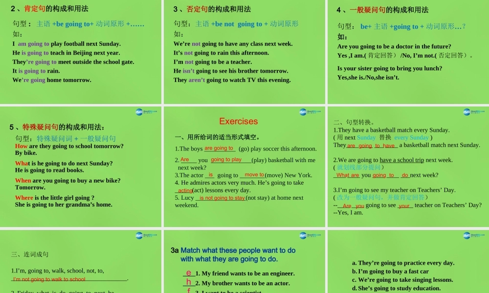 七年级英语下册 Unit 2 I ’m going to study computer SectionA（Grammar_Focus-3c）课件 .ppt