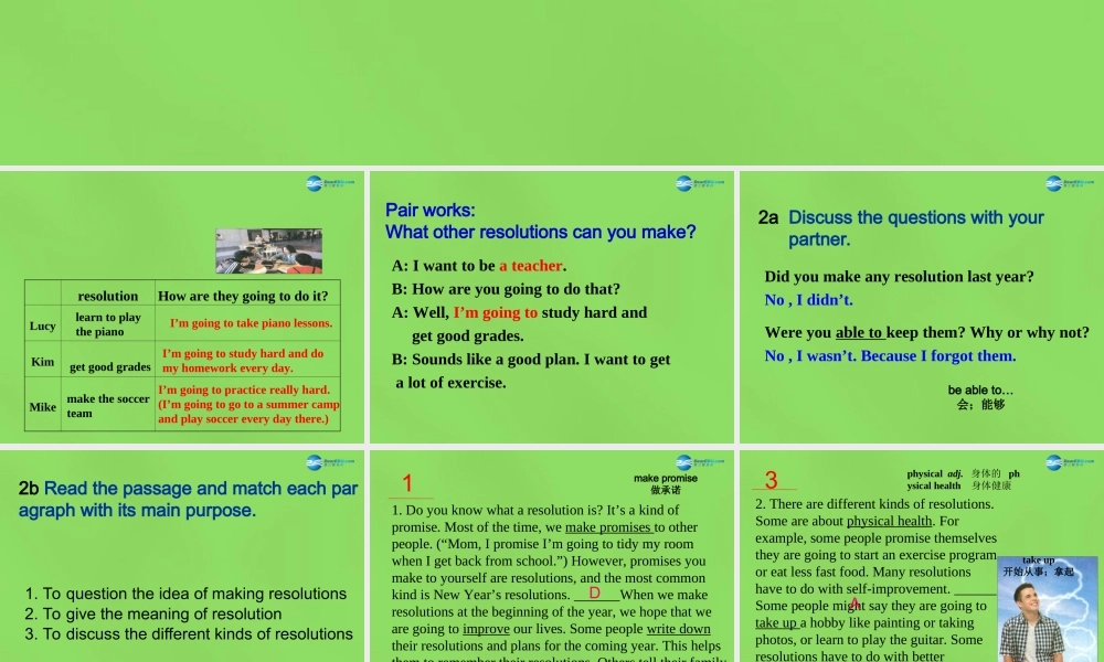 七年级英语下册 Unit 2 I ’m going to study computer SectionB（2a-2e）课件 .ppt