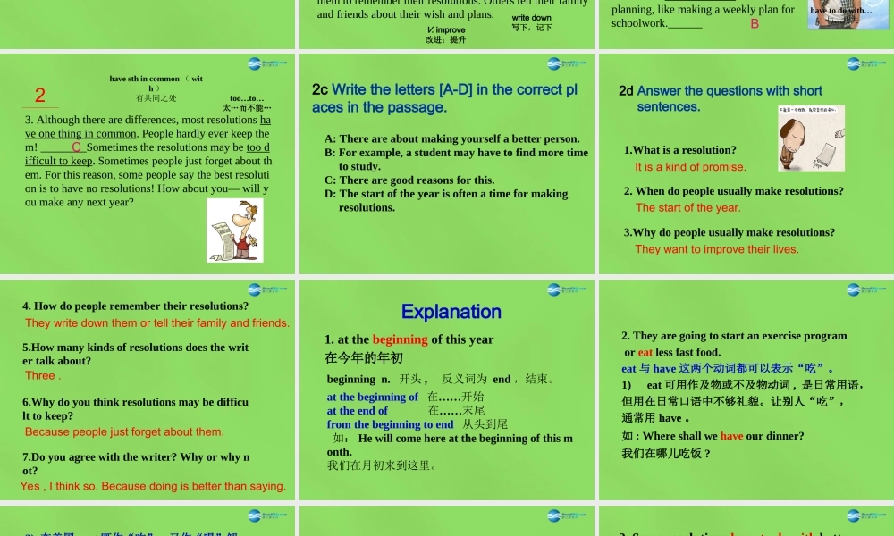 七年级英语下册 Unit 2 I ’m going to study computer SectionB（2a-2e）课件 .ppt