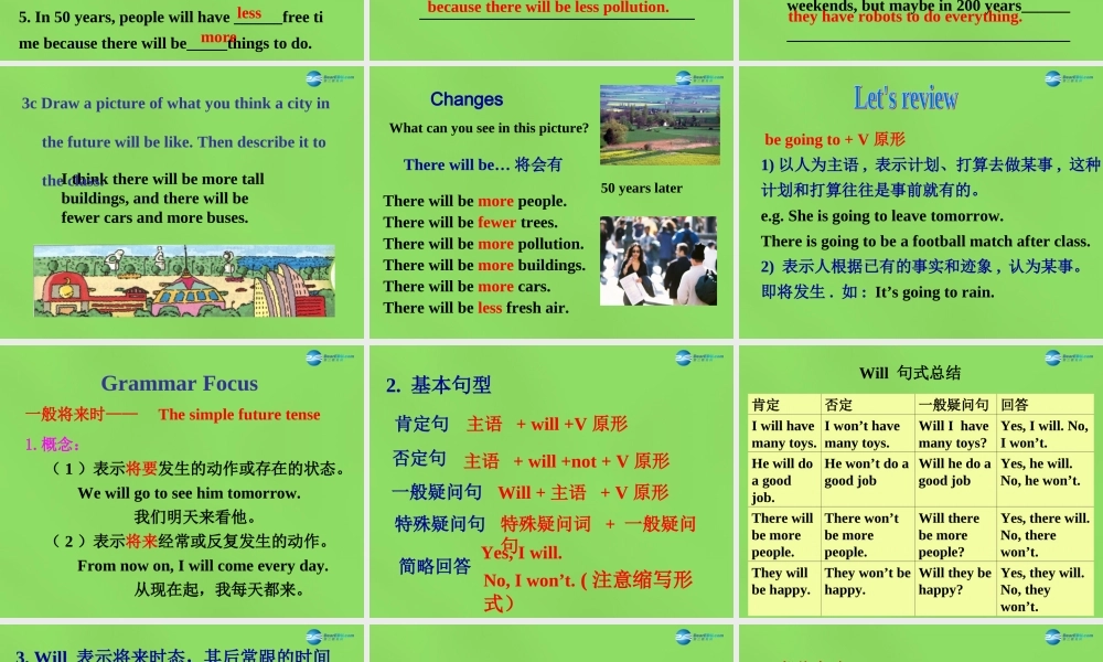 七年级英语下册 Unit 3 Will people have robots？SectionA（GrammarFocus）课件 .ppt