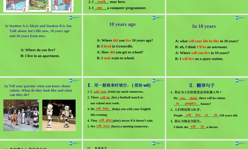 七年级英语下册 Unit 3 Will people have robots？SectionB（1a-1e）课件 .ppt