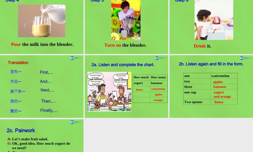 七年级英语下册 Unit 4 How do you make a banana milk shake？SectionA（2a-2c）课件 .ppt