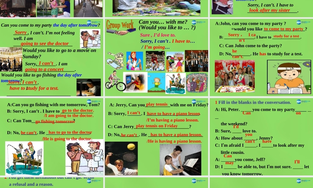 七年级英语下册 Unit 5 Can you come to my party？SectionB-Selfcheck课件 .ppt