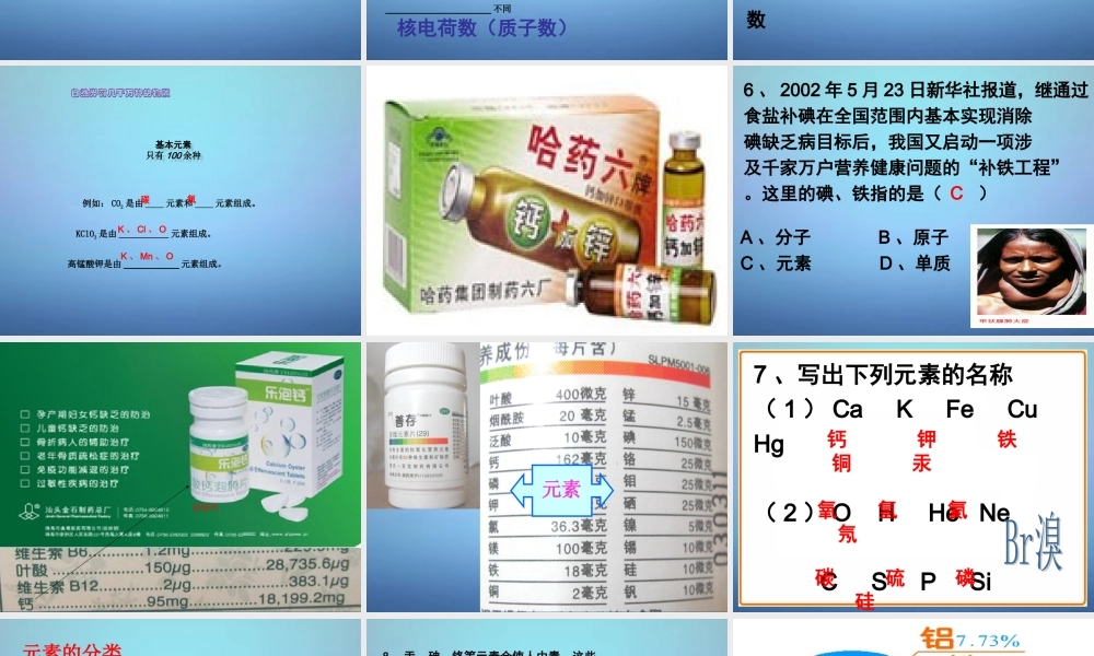 人教初中化学九上《3课题3元素》PPT课件 (8).ppt