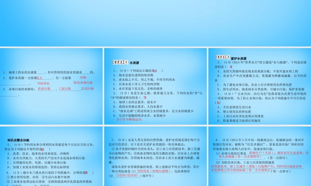 人教初中化学九上《4课题1爱护水资源》PPT课件 (2).ppt