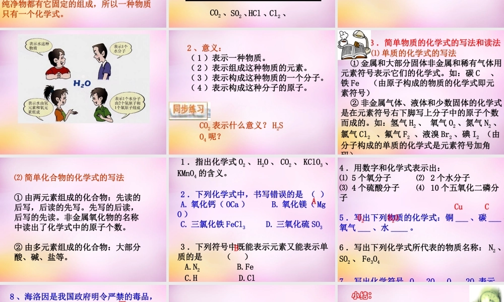 人教初中化学九上《4课题4化学式与化合价》PPT课件 (6).ppt