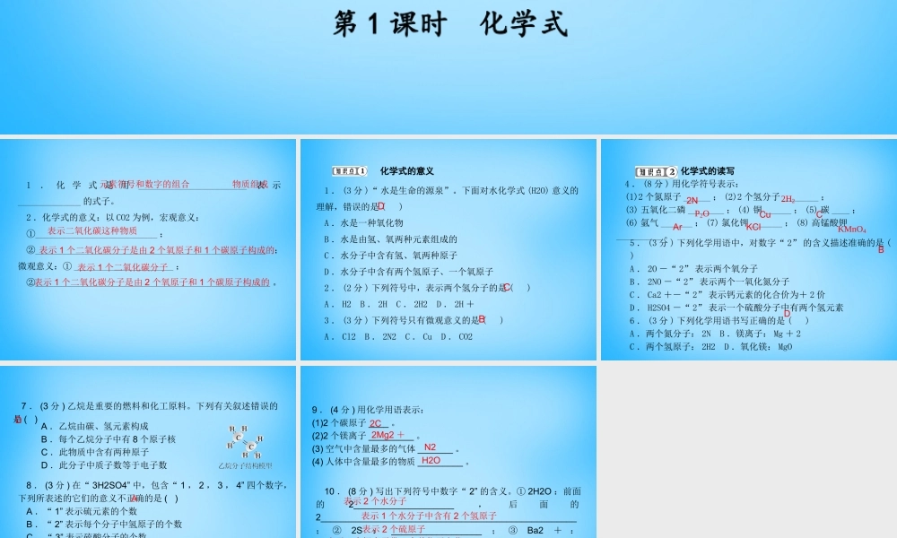 人教初中化学九上《4课题4化学式与化合价》PPT课件 (4).ppt