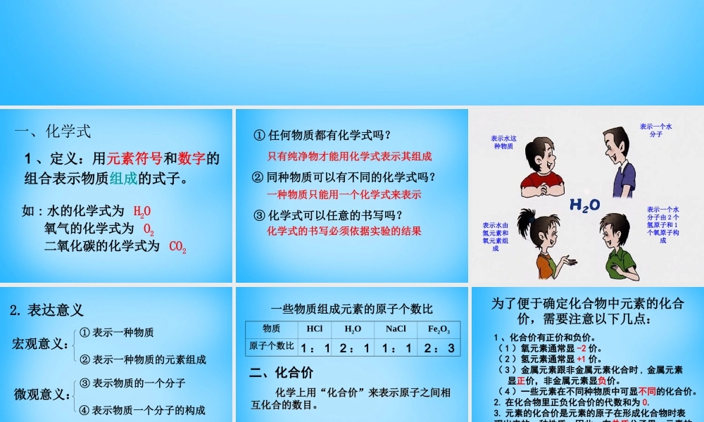 人教初中化学九上《4课题4化学式与化合价》PPT课件 (20).ppt