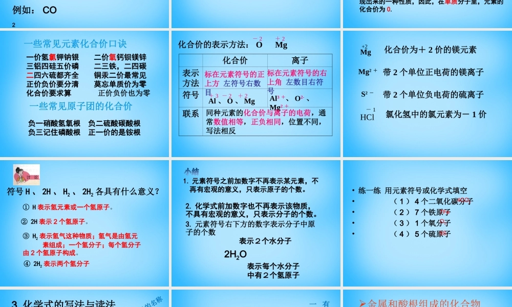 人教初中化学九上《4课题4化学式与化合价》PPT课件 (20).ppt