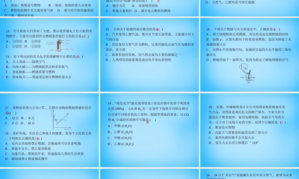 人教初中化学九上《7第七单元燃料及其利用》PPT课件 (4).ppt