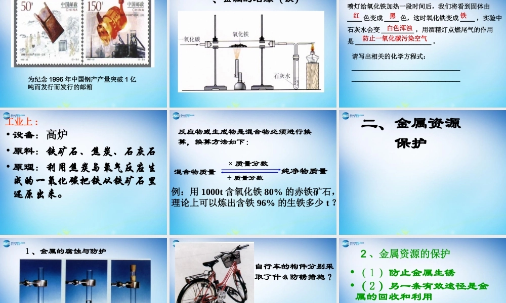 人教初中化学九下《8课题3金属资源的利用和保护》PPT课件 (24).ppt