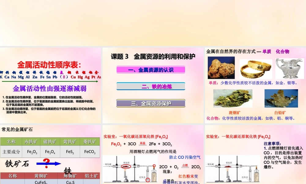 人教初中化学九下《8课题3金属资源的利用和保护》PPT课件 (30).ppt