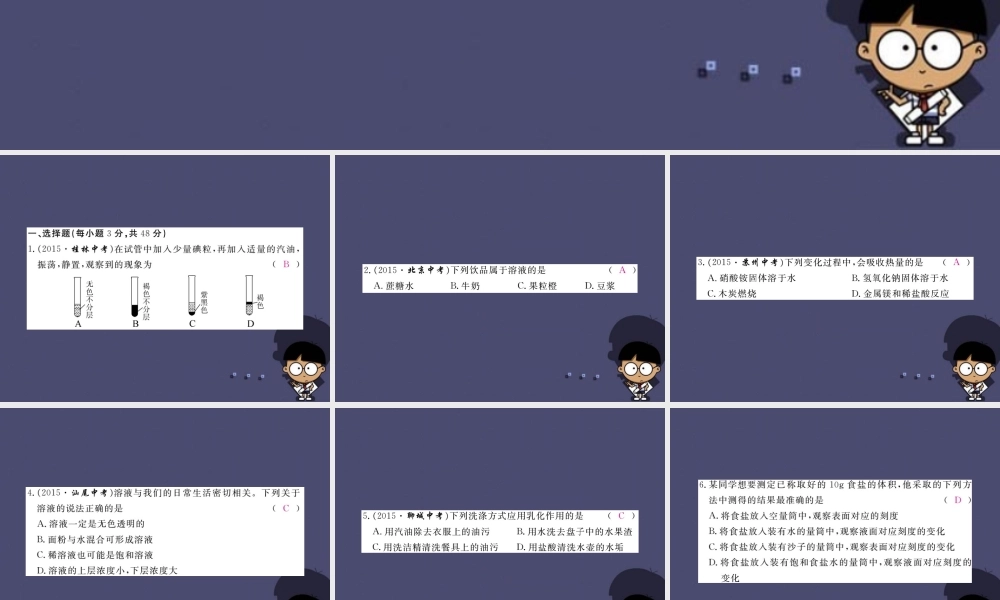人教初中化学九下《9第九单元溶液》PPT课件 (1).ppt