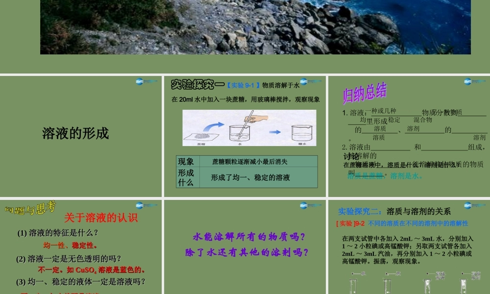 人教初中化学九下《9课题1溶液的形成》PPT课件 (1).ppt