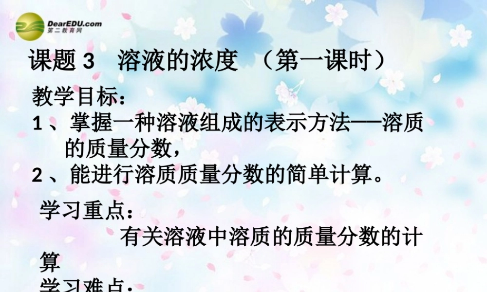 人教初中化学九下《9课题3溶液的浓度》PPT课件 (5).ppt