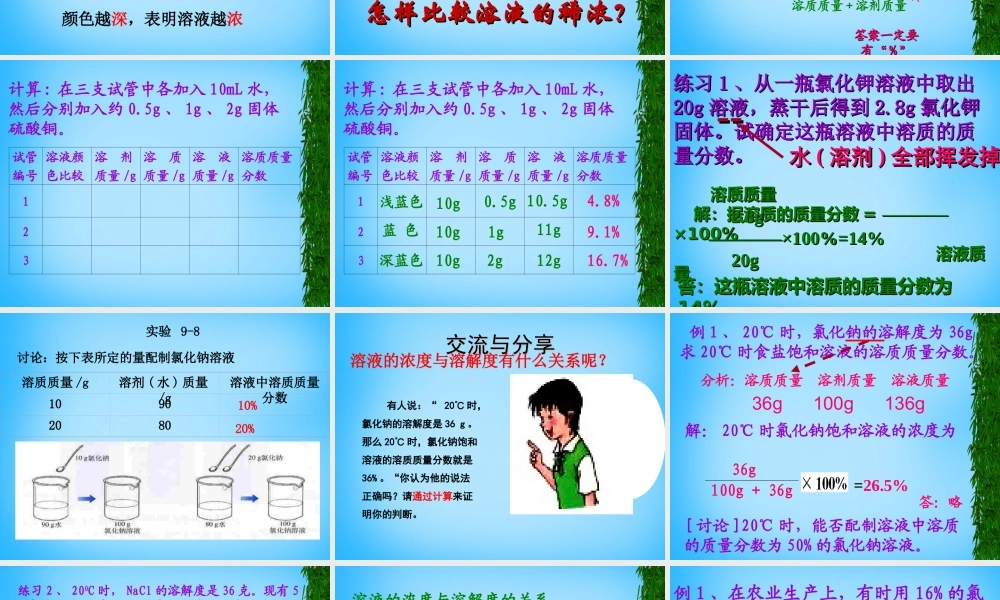 人教初中化学九下《9课题3溶液的浓度》PPT课件 (9).ppt