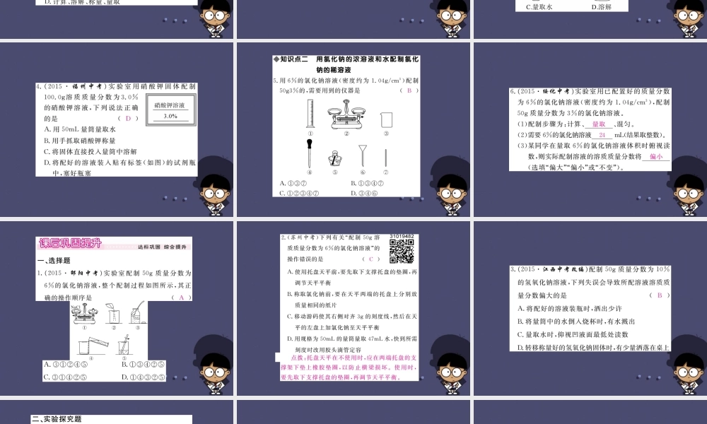 人教初中化学九下《9实验活动5一定溶质质量分数的氯化钠溶液的配制》PPT课件 (2).ppt