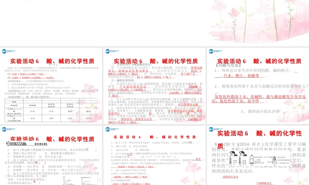 人教初中化学九下《10实验活动6酸、碱的化学性质》PPT课件 (1).ppt
