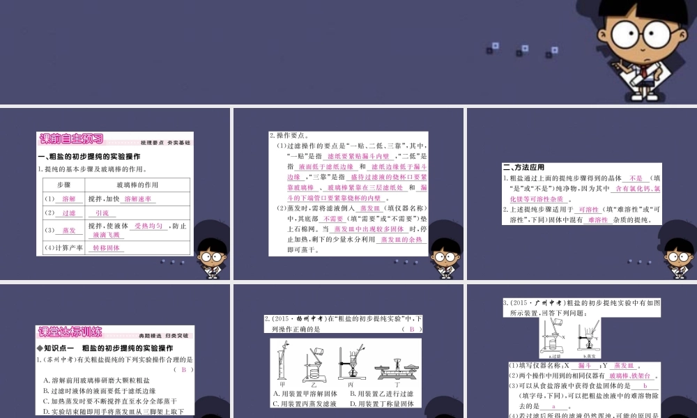 人教初中化学九下《11实验活动8粗盐中难溶性杂质的去除》PPT课件 (2).ppt