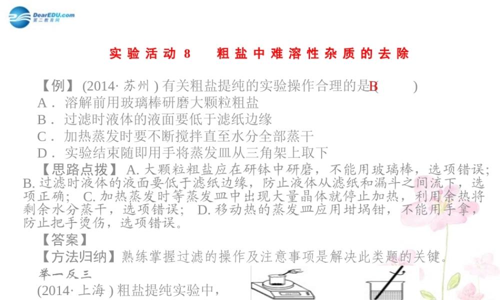 人教初中化学九下《11实验活动8粗盐中难溶性杂质的去除》PPT课件 (1).ppt