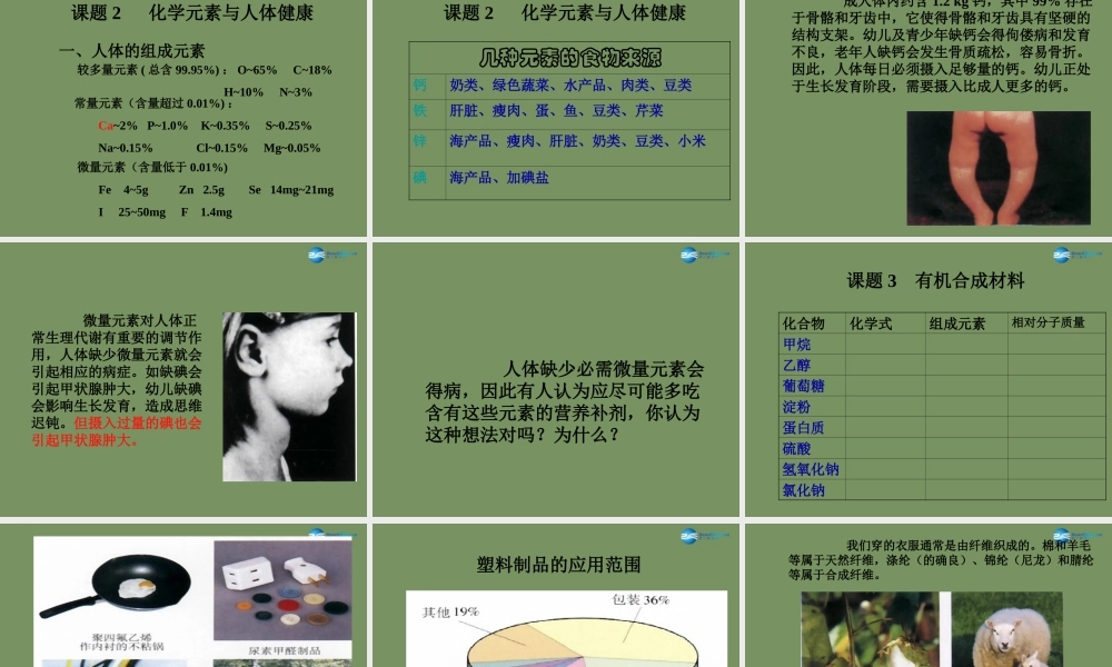 人教初中化学九下《12第十二单元化学与生活》PPT课件 (2).ppt