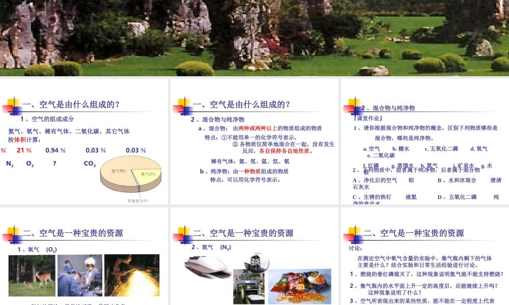 人教五四制初中化学八上《2课题1 空气》PPT课件 (16).ppt