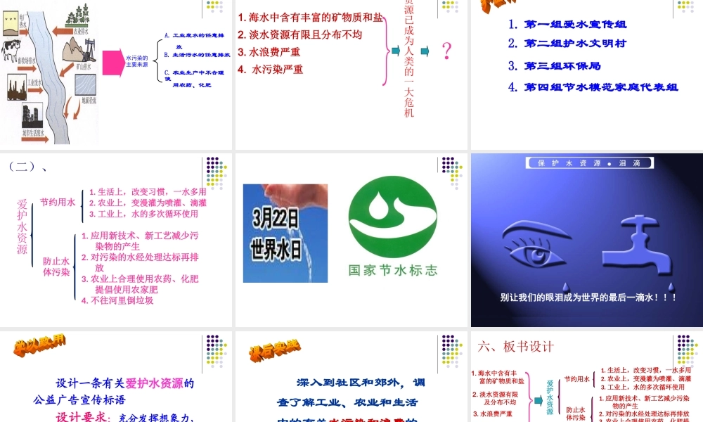 人教五四制初中化学八上《4课题3 爱护水资源》PPT课件 (1).ppt